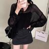 Blusa fina de punto con protección solar hueca estilo coreano para mujer, novedad de verano 2024, estilo holgado y perezoso.