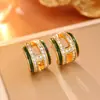Exquisitos Aretes Huecos de Moda Estilo Francés con Circonitas Súper Brillantes Aros con Goteo de Aceite, Aretes Vintage de Gama Alta Estilo Hong Kong para Mujer