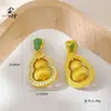Pingente Rotativo de Ouro com Areia em Forma de Cabaça com Incrustação de Diamante Escovado, Cobre Banhado a Ouro, Novo Estilo Chinês, Moderno e Versátil, Corrente de Clavícula de Luxo Leve