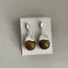 Brincos de tacha olho de tigre com tampa de metal escovado, com design para mulheres, retrô, luxo leve, modernos, da moda, versáteis, joias de orelha