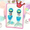 Pendientes de Clip para Niñas Sin Agujeros en las Orejas Regalo para Niña Estudiante Joyería de Princesa Cola de Sirena Concha Color Degradado