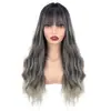 Moda Transfronteriza Europea y Americana Cabello Largo Ondulado Rizado con Flequillo, Peluca Transpirable Natural Pieza Completa de Cabeza, Venta al por Mayor desde el Fabricante