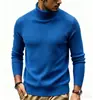 Suéter para hombre, nuevo estilo otoño/invierno, cuello alto europeo y americano, diseños de color liso y a rayas, tejido de punto ajustado, suéter cálido, capa base para hombre