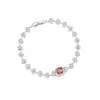 Pulsera de Aleación de Cobre con Circonita de Diamante Completo de Venta Caliente Transfronteriza para Mujer, Lujo Ligero, Sensación de Gama Alta, Joyería de Mano Super Brillante con Forma de Bolso Cuadrado Pequeño Corazón