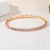 Pulsera de Raqueta de Tenis con Taladro de Zirconia Estilo Europeo 4.0 Color Duradero 18K Fila Única Joyería Transfronteriza Amazon Hip Hop Productos de Comercio Exterior