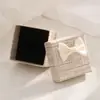 Caja de Anillo con Lazo, Aretes, Pendientes, Caja de Joyería de Tapa y Base, Caja de Joyería, Caja de Regalo Cuadrada de Alta Gama para Joyería