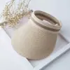 Sombrero de Paja de Estilo Coreano de Ala Ancha con Parte Superior Abierta para Actividades al Aire Libre, Protección Solar para la Playa, Sombrero de Paja Plegable para Mujer de Verano