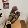 Hebilla de Primavera y Otoño Suela Suave 2026 Punta Cuadrada Zapatos de Salón Cómodos Slip-on Correas Retro Mary Jane de Mujer Correa Única Boca Baja Estilo Nuevo