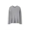 Suéter de cachemira versátil para otoño e invierno, nuevo, con borde enrollado de terciopelo, cuello redondo, manga larga, simple, básico, de moda, para la oficina