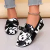 Mocasines cruzados de talla grande sin cordones con estampado de leopardo para mujer, zapatos casuales de moda de nuevo estilo con estampado de vaca y cebra estilo británico