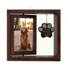 Marco de Fotos Giratorio Conmemorativo de Madera para Perro Boda Marco de Fotos de Madera de Doble Cara Decoración de Mesa Marco de Fotos con Etiqueta Colgante de Amor