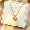 Venta Caliente Cruzada Simple Acero de Titanio No se Desvanece Bola de Oro Pequeña Anillo Redondo Placa Redonda Lujo Ligero Exquisito Versátil Cadena para Clavícula Eslabón Grande