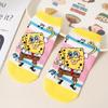 Calcetines de algodón de dibujos animados rectos de verano Cuatro Estaciones Calcetines de barco para bebé Esponja Calcetines cortos para estudiante masculino niña primavera y otoño corte bajo boca poco profunda