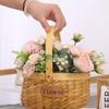 Cesta de flores tejida a mano de imitación de ratán Cesta de flores tejida a mano de imitación de ratán Cesta de flores tejida a mano de ratán creativo pastoral Cesta de flores tejida de bambú