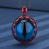 Produtos explosivos populares Zhuang Shengsheng jóias simulação vermelho corindo ponta azul cristal Hao incrustado luxo ovo-em forma de pingente colar 18*20