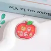 Chaveiro Pingente de Cartão de Palavra Acrílico Dupla Face Formato de Fruta seguro texto de alegria coração de menina bolsa bolsa Pendente