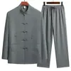 Traje bordado de manga larga estilo Tang para abuelos de mediana edad y mayores, atuendo de verano para papás, ropa Hanfu para hombres estilo chino, ropa para personas mayores