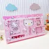 Set de papelería con espejo y peine Sanrio Caja de regalo portátil Cuaderno de dibujos animados Insignia Combinación de regalo Premio para niños Regalo