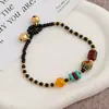 Nuevo Estilo Chino Retro Estilo Étnico Jixiang Pulsera Tejida para Mujer Estilo Nacional Campana con Cuentas Nicho Personalidad de Alta Gama Pulsera