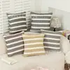 Funda de cojín popular transfronteriza con rayas contrastantes, moderna y versátil para sala de estar, sofá y cabecera de cama, funda de almohada de chenille