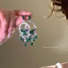 Pendientes de Aguja de Plata con Bola Verde Estilo Medieval Pendientes de Moda de Lujo Ligero Pendientes Versátiles Simples Venta al por Mayor de Nicho