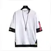 Camiseta Masculina de Manga Curta, Corte Solto, Estilo Coreano, Manga 3/4, Estilo Harajuku Tendência, para Adolescentes e Estudantes, Falsa Peça Dupla de Manga Meia-Manga, Estilo Ins
