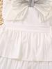 Ropa infantil transfronteriza europea y americana para niñas, top sin mangas de algodón de cuello redondo con lazo, jersey, culottes elásticos de color sólido, conjunto de dos piezas