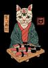 Pintura en Lienzo de Gato Samurái Japonés de Dibujos Animados Póster Arte de Pared Sala de Estar Pintura Decorativa Moderna
