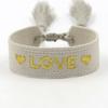 Presente de Dia dos Namorados Tamanho Ajustável Cor Fita Bordada Amor Borla Carta Charm Bracelet