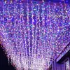 Cortina de luces LED de hielo luces de colores luces intermitentes luces de estrellas luces decorativas navideñas luces LED de cascada a prueba de lluvia