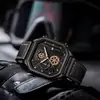 Reloj de cuarzo transfronterizo, reloj de pulsera de Guangzhou, reloj casual de moda para hombre con correa de cuero, reloj cuadrado, venta al por mayor del fabricante, color dorado