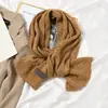 Cachecol Feminino de Lã Tricotado Vazado Estilo Coreano Ins Cachecol Espesso Quente para Outono e Inverno Estudante Cor Sólida Versátil Fashion