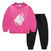 Primavera e Outono 2023 nova roupa infantil transfronteiriça suéter infantil calça conjunto de duas peças cor sólida bebê algodão manga longa
