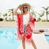 Blusa de gasa de longitud media, dos colores negro y rojo, protección solar, nueva de primavera y verano, étnica, transfronteriza, 2021