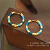 Aretes de Nicho Europeos y Americanos de Oro Real Chapado en Cobre a Rayas, Aretes Redondos Personalizados de Moda, Aretes de Moda de Color Contrastante Dopamínico