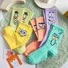 Calcetines para Mujer con Caras Sonrientes, Calcetines Casuales de Dibujos Animados de Media Pantorrilla para Estudiantes Varones, Calcetines de Algodón Ins Bob Esponja Lindos de Pareja Divertidos