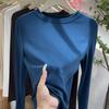 2025 Nova Camisa Base Feminina Terno Interno Primavera Outono Inverno Gola Redonda Manga Longa Camiseta Slim Fit Top Cor Sólida Simples