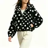 Amazon Transfronterizo Europeo y Americano 2026 Otoño/Invierno Chaqueta de Felpa con Cuello de Lunares Top Cálido Corto Holgado con Cremallera
