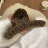 Grampo de cabelo grande de 13 cm, fofo, macio, fofo, cor sólida, pelúcia, grampo de cabelo simples, celebridade da internet, cabeça de tubarão feminina