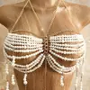 AYJ Ropa de mujer transfronteriza europea y americana chaleco sujetador moderno con cuentas top halter chaleco pequeño cadena corporal pecho