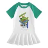 Verão 2026 Nova Roupa Infantil Desenho Animado Manga Curta Vestido para Meninas Desenho Animado Fino Transfronteiriço Estiloso Vestido Plissado para Bebês