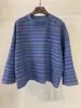 Nueva Camiseta de Algodón para Mujer Verano 2026 Cuello Redondo Estilo Japonés Top Pullover Holgado con Mangas Largas Artísticas a Cuadros
