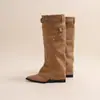 Uma Bota, Três Maneiras de Usar~ Botas de Bico Fino Suaves Estilo Francês para Mulheres, Novidade Outono e Inverno 2026 Botas Longas de Salto Anabela Nicho Retrô