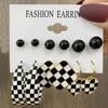 Conjunto de Brincos Geométricos Dourados Retrô Mais Vendido no Exterior, Brincos de Argola com Pérolas da Moda, Joias com Cravação de Diamantes no Atacado