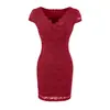 Vestido sexy y seductor de encaje con cuello en V y manga corta para mujer, nuevo estilo de verano, ajustado, elegante, vestido bodycon hueco
