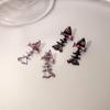 Pendientes de aguja plateada con lazo dulce y fresco, pendientes de hada con espíritu, lindos pendientes de piedra blanca rosa, diseño de nicho, pendientes al por mayor