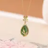 Yiluyin S925 Prata Esterlina Banhada a Ouro Jade Hetian Natural Pingente Pipa Colar Exquisito Corrente de Clavícula Leve Luxo