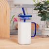 Venta al por mayor del fabricante Taza cuadrada de vidrio con asa de color, Taza cuadrada con popote, Taza de café, Taza de estilo simple, Taza con popote