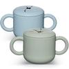 Taza de silicona abierta tipo pétalo de flor para snacks, doble asa, fácil de sostener, caja de snacks para bebé, taza de silicona para beber de aprendizaje creativo
