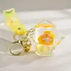 Llavero Creativo Relleno de Aceite con Diseño de Fresa y Conejito Lindo, Llavero de Botella de Arena Líquida, Colgante de Bolsita de Botella a la Deriva, Accesorio de Acrílico